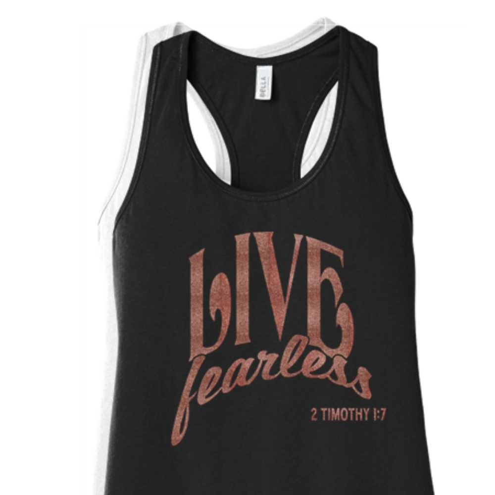 "Live Fearless" Rose Gold Sparkle Tank